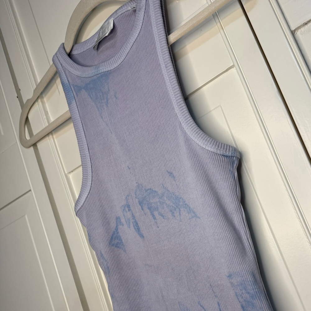 7 For All Mankind Lavender Tie-Dye Ribbed Tank Top